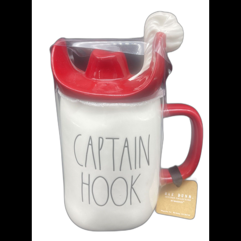RAE DUNN Disney Captain‎ Hook Covered Coffee Tea Mug Cup NEW
